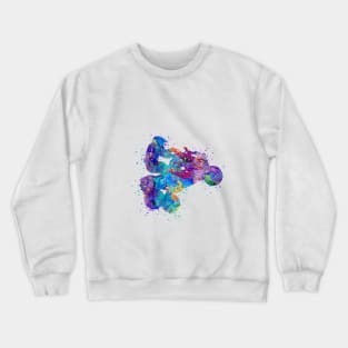 Four Wheeler Riding Boy Blue Purple Watercolor Silhouette Crewneck Sweatshirt